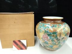 古美術品 九谷焼 大雅 花瓶 金彩 花入 花器 - メルカリ