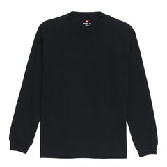 ヘインズ Hanes 大きいサイズ １枚組 ビーフィーロングスリーブＴシャツ クルーネックＴシャツ アンダーウエア 肌着 下着 ヘビーウェイト H5186L 090 BEEFY-T 1P HEAVY WEIGHTY LONGSLEEVE TEE BLACK