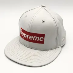 【中古】SUPREME × NEW ERA Lether Box Logo Cap 7 3/8 58.7cm ホワイト シュプリーム ニューエラ[10][240010472063]