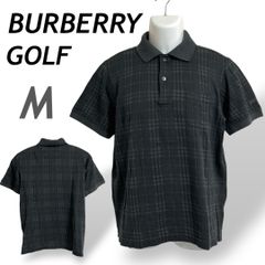 BURBERRY GOLF バーバリーゴルフ メンズ ゴルフウェア M 半袖ポロシャツ BFV30-419-09 三陽商会 日本製 ノバチェック ブラック系 (D3)★