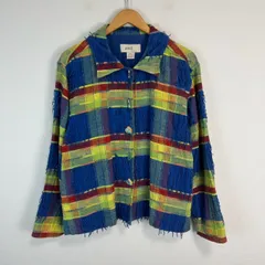 an<!-利用不可文字-!> アヌ ジャケット チェック 総柄 マルチカラー Lサイズ レディース 古着 インド製 Y2K