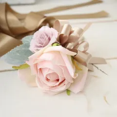 シャビーピンクのフレンチローズコサージュ　卒業式　入学式　セミナー　2次会　パーティ 329