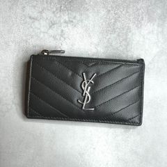 YSL SAINT LAURENT サンローラン / カサンドラマトラッセコインカードホルダー フラグメントケース キャビアスキン グレー 607915