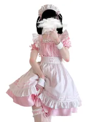 [CosMisty] メイド服 ピンク ゴスロリ コスプレ 衣装 人気 ワンピース ハロウィン 仮装 レディース 可愛い ロリータ 半袖 蝶結び (L) [L]