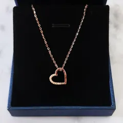 167N【高品質✨】小粒ダイヤ　オープンハート　大人可愛い　ローズゴールド　ネックレス