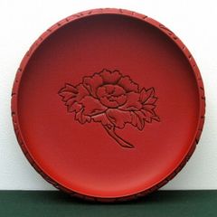 牡丹のデザイン漆器皿 堆朱の栞 無形文化財 - メルカリ