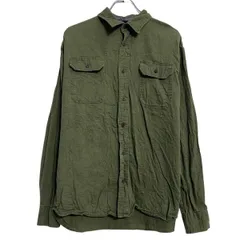 Wrangler 長袖 無地シャツ L グリーン ラングラー ボタン 胸ポケット シンプル 古着卸 アメリカ仕入 a611-6828のサムネイル