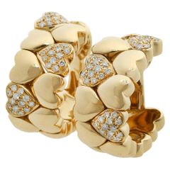 【本物保証】 希少 レア 新品同様 カルティエ CARTIER 約30.1g ダブルハート イヤリング K18YG メレダイヤモンド イエローゴールド