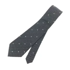 良好 BURBERRY LONDON バーバリーロンドン  ネクタイ   ネイビー シルク100％ メンズ 格子 ドット ホースロゴ　240001145101