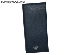 エンポリオ アルマーニ 長財布 EMPORIO ARMANI YEM474 YAQ2E 81072 BLACK GA イーグルマークプレート付き ブラックレザー メンズ ロング ウォレット 札入れ 長財布