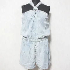 未使用 DIESEL ディーゼル DE-SHANNY OVERALLS デニム調 ホルターネック オールインワン サロペット ショートパンツ S ライトブルー レディース 古着 中古 USED