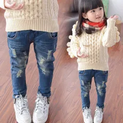 キッズ ダメージデニムパンツ 長ズボン