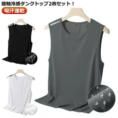 2枚セット タンクトップ メンズ ノースリーブ 接触冷感 トップス インナー 男性 袖なし tシャツ ドライ メッシュ ストレッチ 吸汗 速乾 シンプル 伸縮性 ランニング シャツ スポーツウエア ジ#goudoudou8803