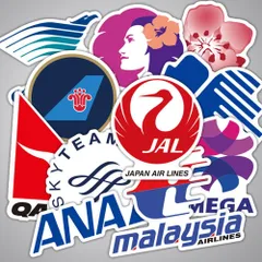 Samshine 航空会社エアライン ステッカー50枚セット防水ステッカー スーツケースステッカー スケボーやパソコン、スーツケースなどに貼って