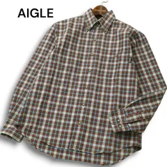 【美品】AIGLE エーグル 通年 コットン&ポリ★ 長袖 チェック ボタンダウン シャツ Sz.XS メンズ アウトドア