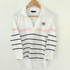 (^w^)b TOMMY HILFIGER トミーヒルフィガー 長袖 ポロシャツ オープンカラー カットソー プルオーバー ストリート カジュアル タウンユース アウトドア レジャー アメカジ スポカジ 刺繍 ボーダー柄 ホワイト メンズ サイズM