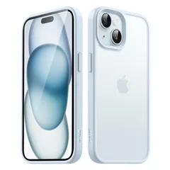 【人気商品】JEDirect マットケース iPhone 15 6.1インチ用 耐衝撃性ミリタリーグレードの落下防止 つや消しの半透明の背面電話カバー 指紋防止 (ブルー)
