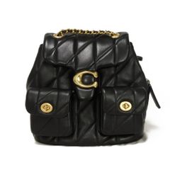COACH コーチ タビー キルティング デイパック 現行 Cロゴ ナッパ ドローストリング チェーンショルダー ターンロック 2WAY ショルダーバッグ クロスボディ 未使用 Cマーク リュックサック バックパック CU076
