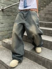 west VTG wide denim 韓国 ヴィンテージ風 - メルカリ