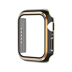 42mm_光沢のブラック＆ローズゴールド 2023強化版AMAPC for Apple Watch ケース Apple Watch Series 321 42mm 用 ケース 一体型 apple watch 用 カバー アップルウォッチ ケース 全面保護 耐久