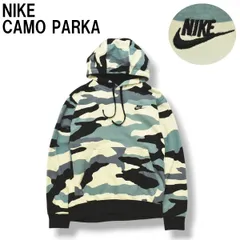 【スウッシュロゴ】 ナイキ NIKE パーカー 裏起毛 S 迷彩柄 ブルー メンズ