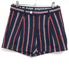 【超美品】ルコック ショートパンツ ネイビー×レッド ストライプ  レディース 11 ゴルフウェア le coq sportif