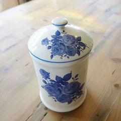 トイレポット 陶器 ロイヤルアーデン 青い薔薇 収納 ケース 英国風