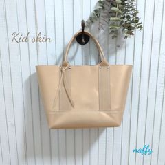 ゴールドベージュ☆ゴートレザートートバッグ