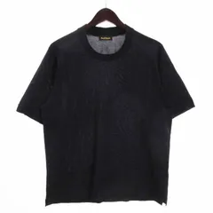 ポールスチュアート PAUL STUART 良品 ドレスニット Tシャツ 半袖 クルーネック 刺繍 プルオーバー コットン混 紺 ネイビー 48のサムネイル