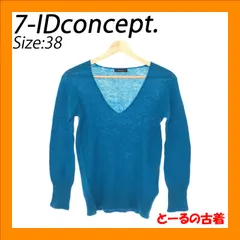 7-IDconcept セブンアイディーコンセプト トップス ニット セーター Vネック シンプル 長袖 レディース ブルー 青 38 カシミヤ100％のサムネイル