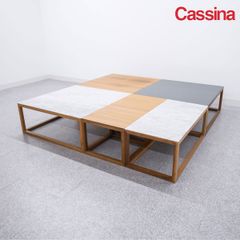 【展示品】Cassina カッシーナ 261 NOTE ノート センター サイド テーブル 6台セット システム 大理石 ガラス天板 ピエロ・リッソーニ 定価150万【配送要確認】