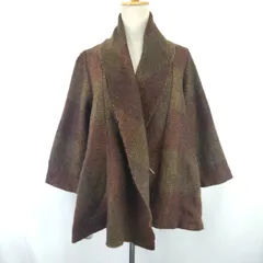 美品/日本製★NIMES【ニーム】Faliero Sarti/ショールカラージャケット【38/レディースM程度/茶系/brown】ボタンレス/アウター/Coat/Jacket◆BJ041-cのサムネイル