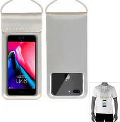 RONGUI スマホ 防水ケース 7.0インチ IPX8認定 FaceID認証 iphone 風呂 海( シルバー)