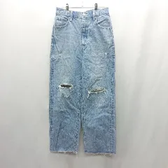 ◇ Θ AZUL BY MOUSSY アズール バイマウジー ダメージ加工 デニムパンツ サイズL ブルー系 レディース E  【1502060013536】