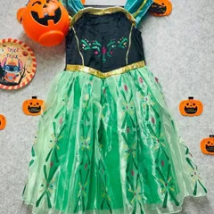 ✨新品✨ハロウィン🎃魔法使い　アナ姫風　子供用 憧れのプリンセス に変身　お姫様夢のディズニーストーリー　ハロウィン　クリスマス　発表会　誕生日会 七五三　ギフト にピッタリワンピース可愛い緑色ドレス　120㎝ 0923-04