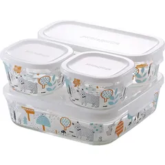 iwaki(イワキ) 耐熱ガラス 密閉容器 シンジカトウ 森の中で システムセット・ミニ パック&レンジ PS-PRNSNE4