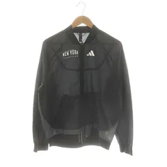 アディダス adidas NYC Running Jacket ジャケット 薄手 ジップアップ S 黒 ブラック 白 ホワイト IL2536 /DO ■OS