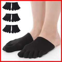 【数量限定】天然素材 冷え取り 重ね履き 男女兼用 3足セット 5本指ハーフソックス 22-27cm シルク STORE (黒) USK