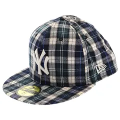 NEW ERA (ニューエラ) 59FIFTY ニューヨークヤンキース チェック柄 ベースボールキャップ 帽子 ホワイト/ネイビー/グリーン