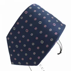 未使用品△正規品 GUCCI グッチ 451520 インターロッキングG 花柄 シルク100% ジャガード ネクタイ ネイビー 148×8 イタリア製 箱付き◎