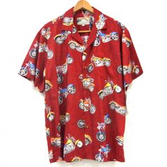 新品◆PARADISE FOUND パラダイスファウンド 半袖 アロハシャツ ハワイ製 バイク柄 モーターサイクル レーヨンシャツ 夏物 メンズ