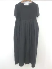 ◇ deux amour ドゥーザムール 切替 プリーツ 半袖 ロング ワンピース サイズM ブラック レディース E  【1303240003220】