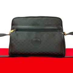 極 美品 GUCCI グッチ オールドグッチ ヴィンテージ マイクロ GG ロゴ レザー 本革 ショルダーバッグ ポシェット ブラック  97645