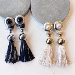 【amplis / アンプリス】prink tassel earrings  /  タッセル フリンジ イヤリング シルバー ゴールド