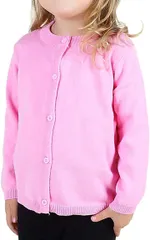 B-talk(ビートーク) KCA ベビー キッズ カーディガン 長袖 シンプル ニット 無地 子供服 冬用 赤ちゃん 女の子 ガールズ 男の子 ボーイズ こども 秋物 冬物 春服 冬服(ピンク,  90)