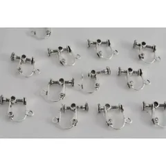 ネジバネ式 イヤリングパーツ 銀 10個（5ペア）セット 15mm ビーズクラブ