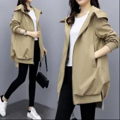 ☆ ベージュ ☆ XXLサイズ ☆ マウンテンパーカー a3566 マウンテンパーカー レディース パーカー アウター ジャンパー ジャンバー 春 秋 ロング ブルゾン 薄手 上着 大人 大きいサイズ きれいめ 長め 丈 フード付き 春秋 ブラック