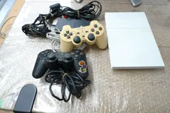 ジャンク ソフト読み込まず　PlayStation2 PS2 プレステ2 セラミックホワイト SCPH-75000 コントローラー2個セット 管理M0601