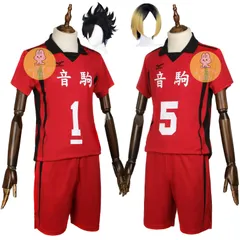 番号5+ウィッグ_M ハイキュー ジャージ 音駒 孤爪研磨 黒尾鉄朗 コスプレ 衣装 ハイキュー ユニフォーム ハイキュー!! 半袖 tシャツ cosplay服 変装 運動服 文化祭 クリスマス ハロウィン イベント 学園祭 (番号5+ウィッグ,M)