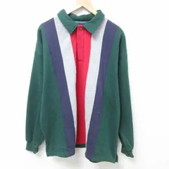 XL/古着 長袖 スウェット メンズ 00s マルチカラー 大きいサイズ 襟付き 緑他 グリーン 24oct29 中古 スエット トレーナー トップス